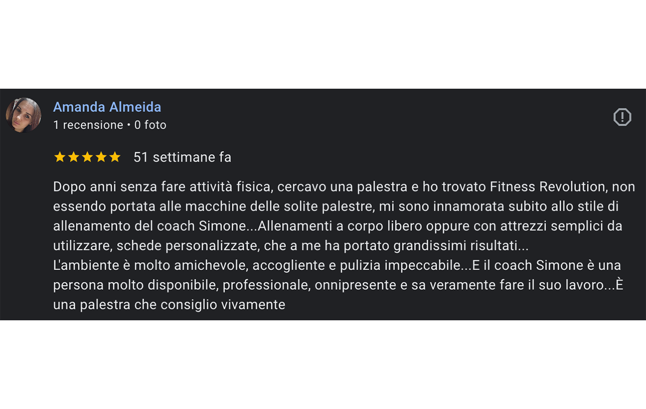 Recensione positiva per Fitness Revolution Mantova di Simone Lanzoni
